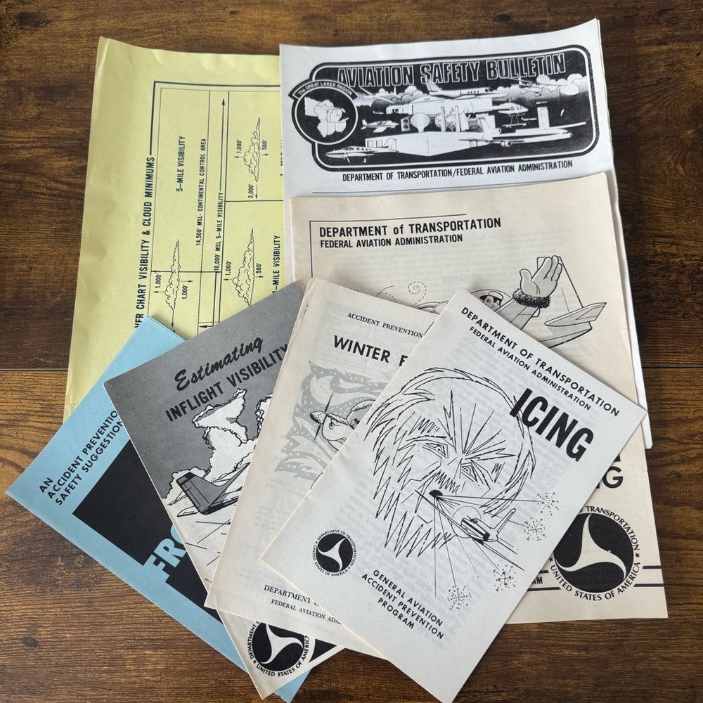 FAA Aviation Safety‎ Pamphlet Lot 7 Vintage Accident Prevention VFR Chart